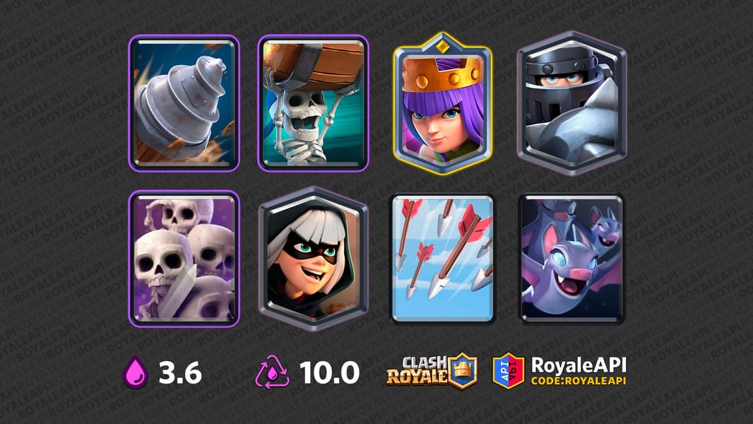 AQ WB GobDrill Bats Archer Queen, Arrows, Bandit, Bats, Goblin Drill, Mega Knight, Skeleton