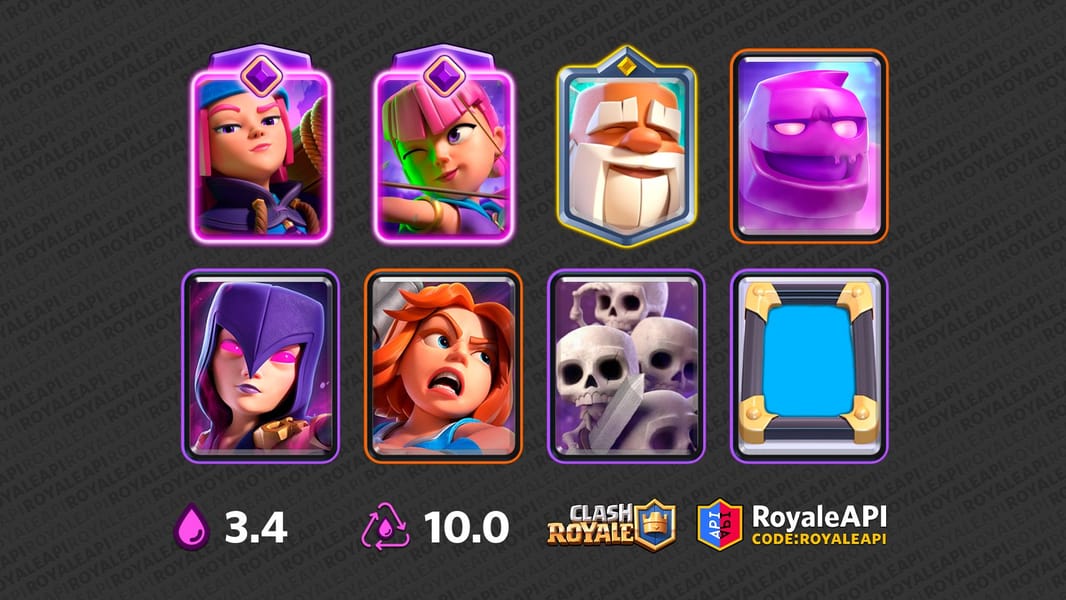 EGolem Monk Valk Witch Archers, Elixir Golem, Firecracker, Mirror