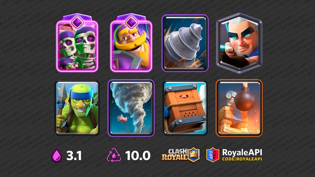 GobDrill MA Nado Bomb Tower, Goblin Drill, Knight, Magic Archer, Royal Delivery, Spear Goblins